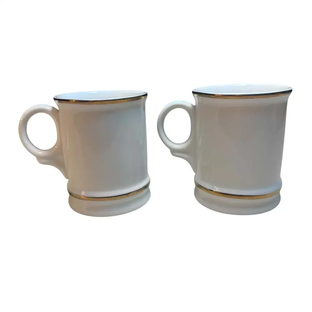 Williams Sonoma Initial Monogram Gold Trim Coffee Mugs Letters K and L Set of 2